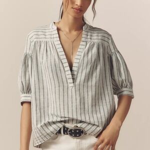 Anthropologie Darcey Popover Swing Top Linen Cotton, Size L